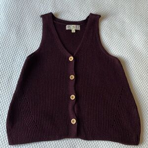 Pink Republic V Neck Knit Sweater Vest Burgundy Size Small
